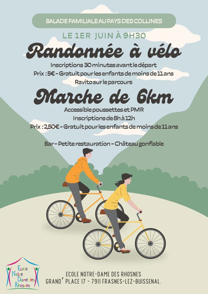Balade à vélo et marche de 6 km