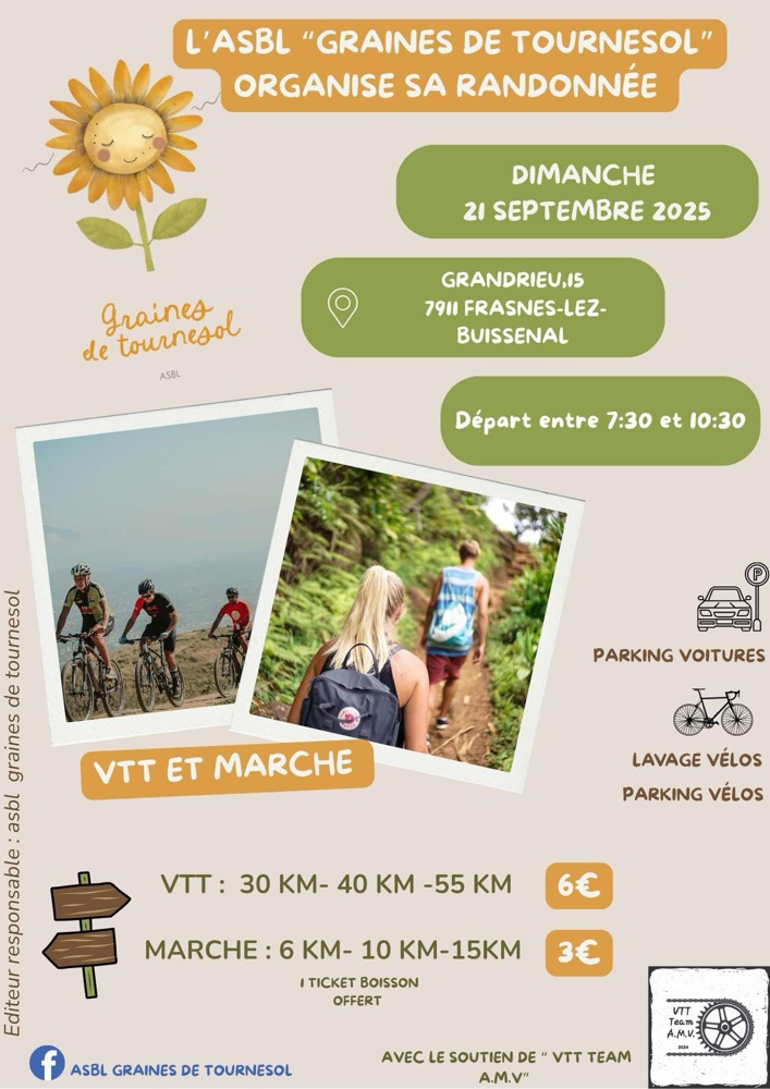 VTT et Marches de l'asbl Graines de Tournesol